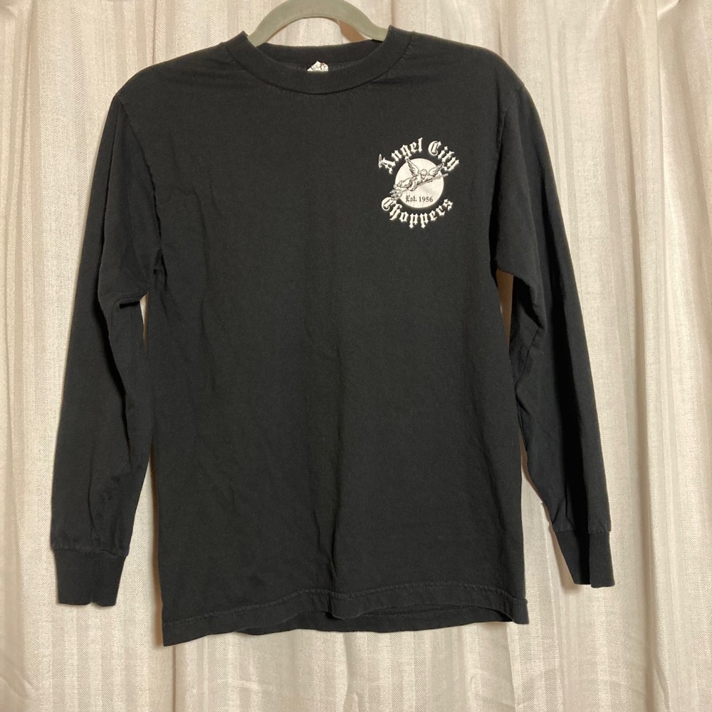 Alstyle Angel City Choppers LAPD Helicopter Graphic Long Sleeve Shirt Black Kids